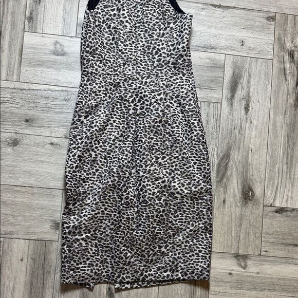 Banana Republic Animal Print Midi Dress - Black and White Size 6 - Picture 7 of 14